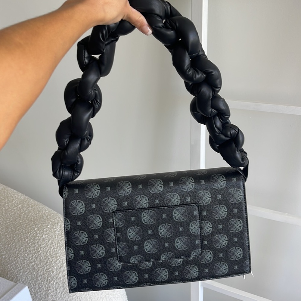 Jaxxon black printed large leather strap shoulder bag BRAND NEW - Picture 4 of 7